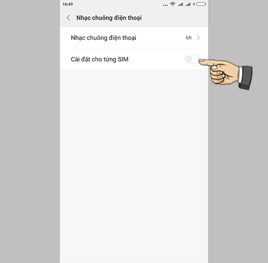 Chọn cài cho từng Sim